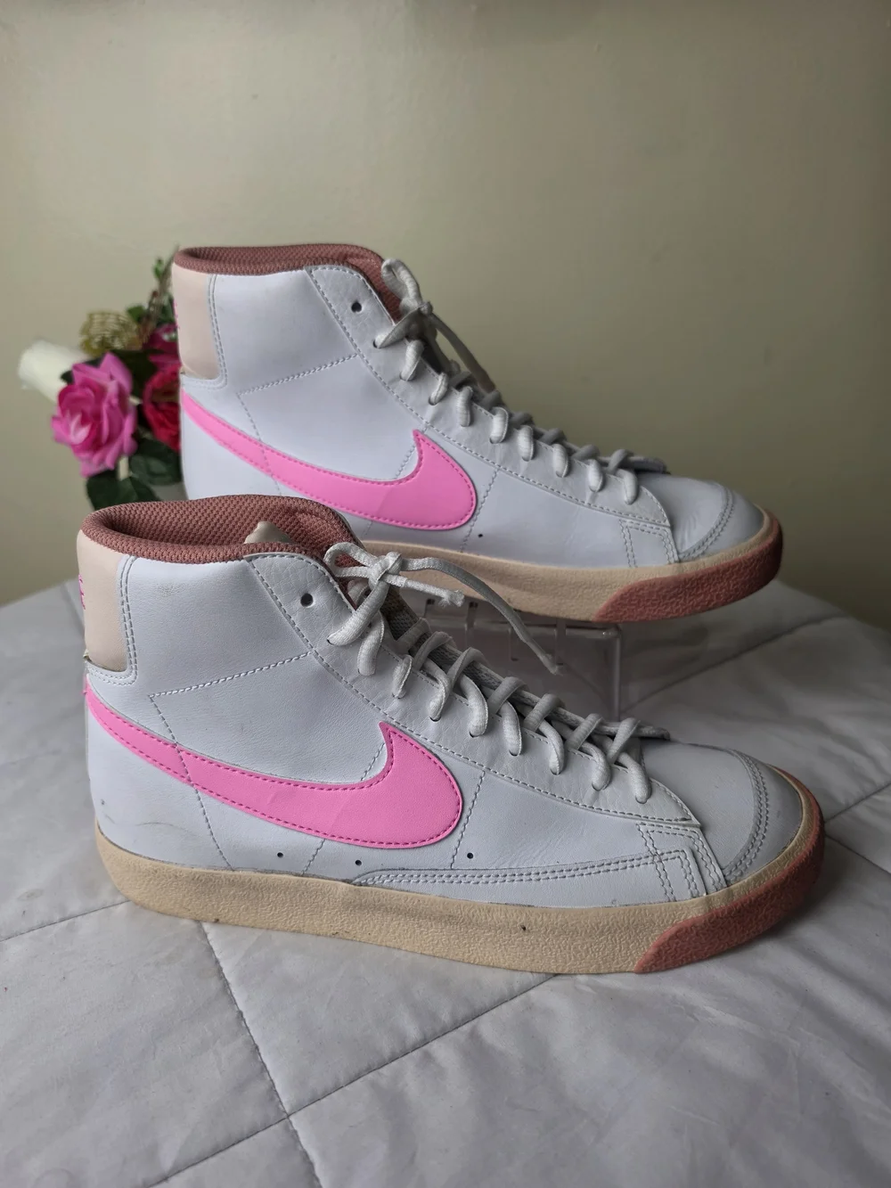 Nike Blazer Mid '77 'White Pink' Sneakers Big Girls Size 7Y